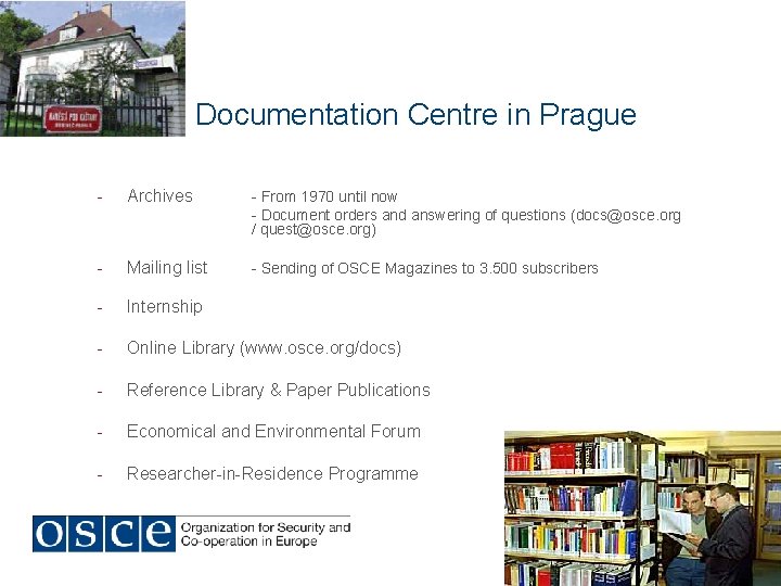 Documentation Centre in Prague - Archives - From 1970 until now - Document orders