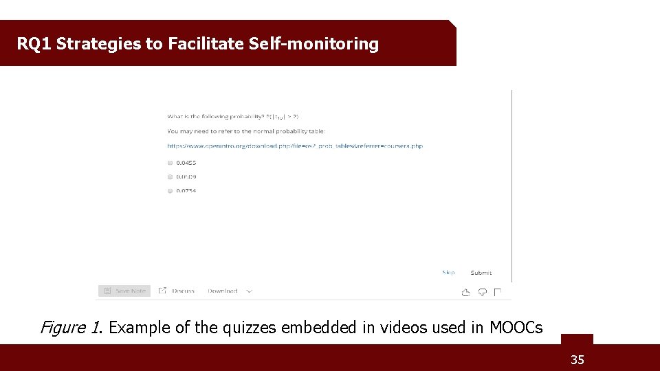 RQ 1 Strategies to Facilitate Self-monitoring Figure 1. Example of the quizzes embedded in