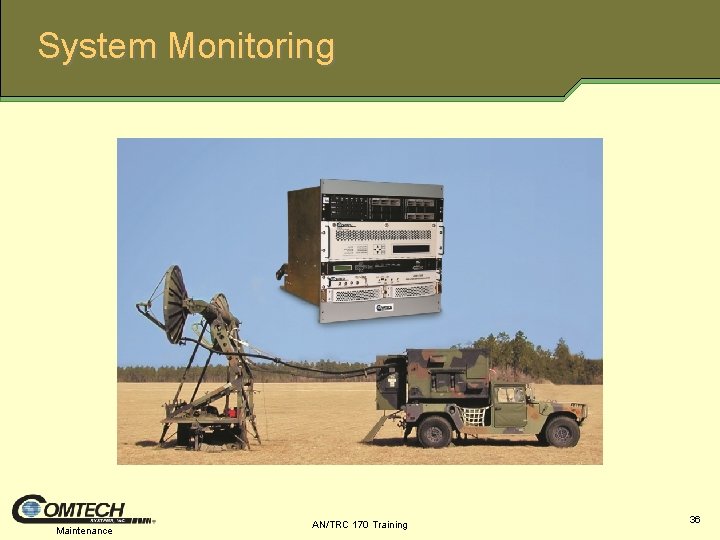 System Monitoring Maintenance AN/TRC 170 Training 36 