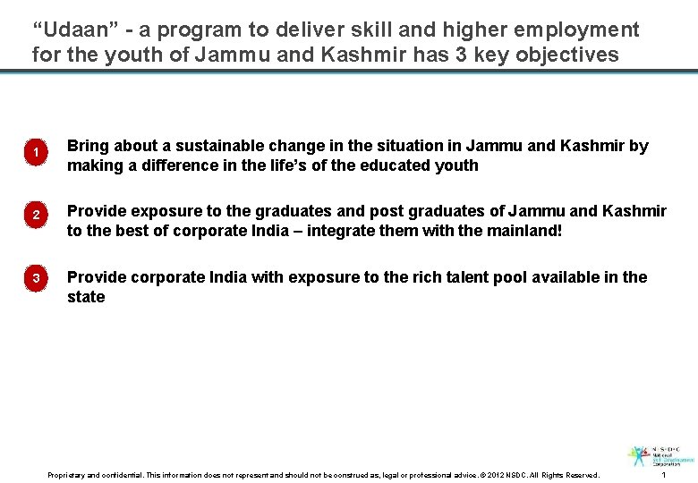 “Udaan” - a program to deliver skill and higher employment for the youth of