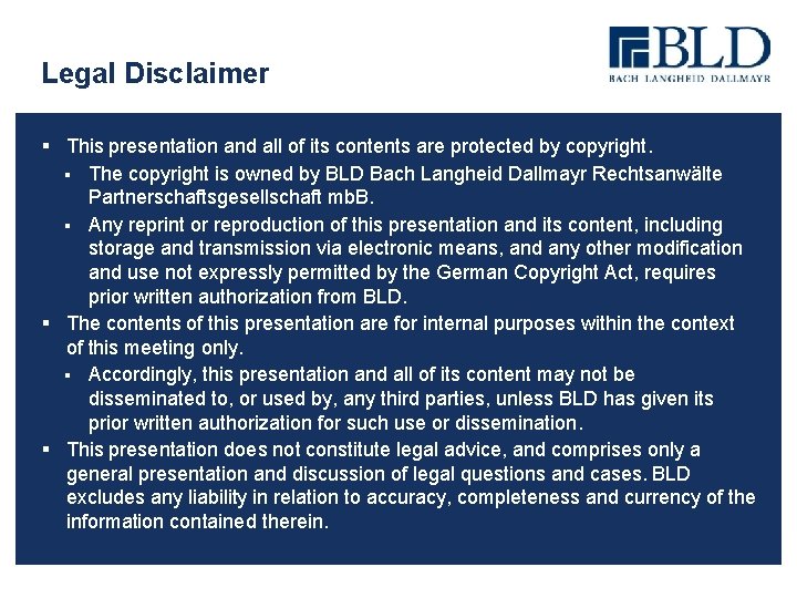 Legal Disclaimer § This presentation and all of its contents are protected by copyright.