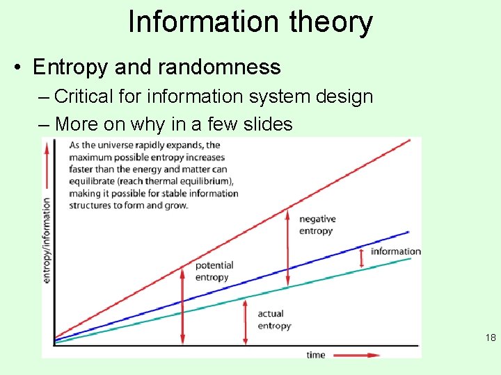 Information theory • Entropy and randomness – Critical for information system design – More Information theory • Entropy and randomness – Critical for information system design – More