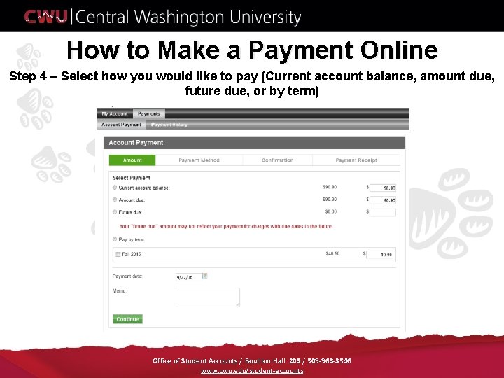 How to Make a Payment Online Step 4 – Select how you would like
