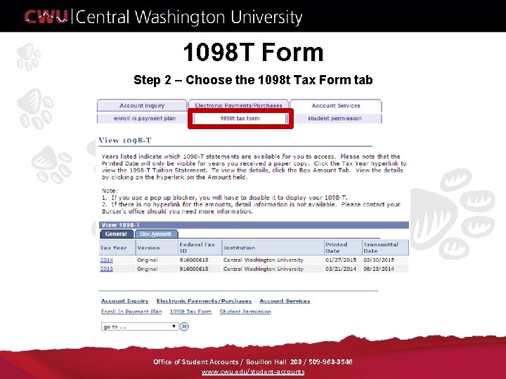 1098 T Form Step 2 – Choose the 1098 t Tax Form tab Office