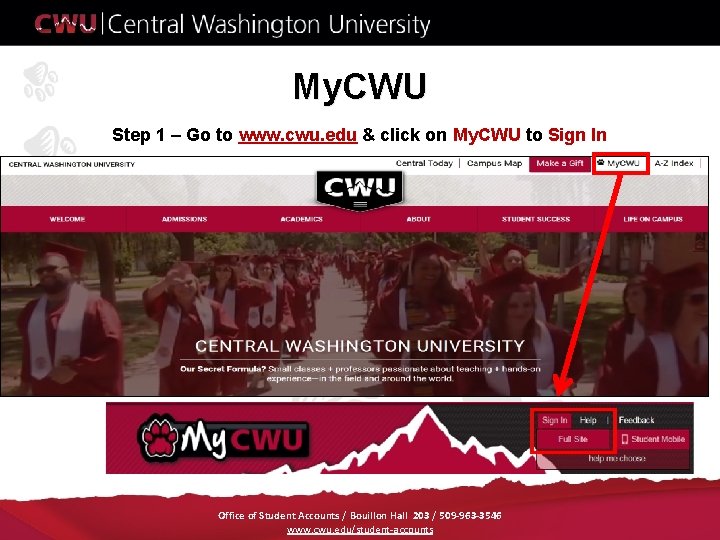 My. CWU Step 1 – Go to www. cwu. edu & click on My.