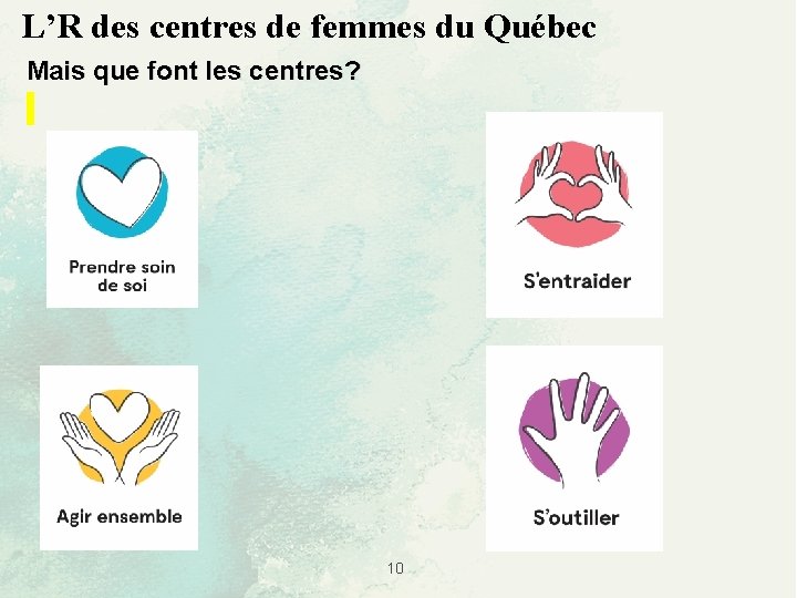 L’R des centres de femmes du Québec Mais que font les centres? 10 