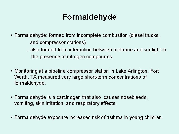 Formaldehyde Injuries Risks to Human Health From Environmental Pollution Associated
