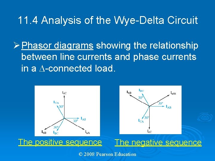 11. 4 Analysis of the Wye-Delta Circuit Ø Phasor diagrams showing the relationship between