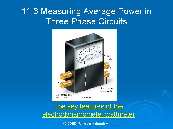 11. 6 Measuring Average Power in Three-Phase Circuits The key features of the electrodynamometer