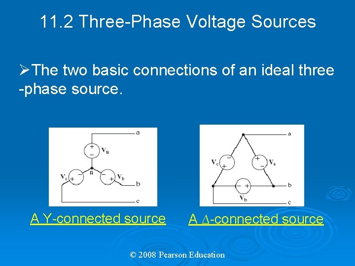 11. 2 Three-Phase Voltage Sources ØThe two basic connections of an ideal three -phase