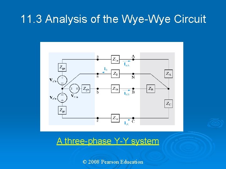 11. 3 Analysis of the Wye-Wye Circuit A three-phase Y-Y system © 2008 Pearson