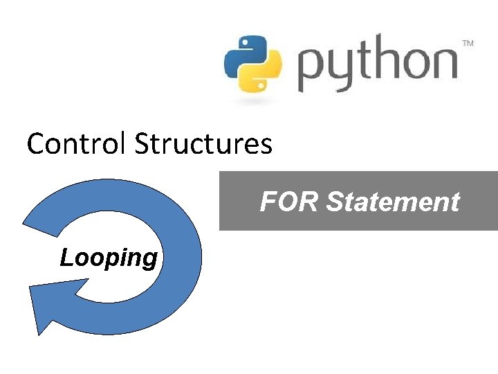 Control Structures FOR Statement Looping 