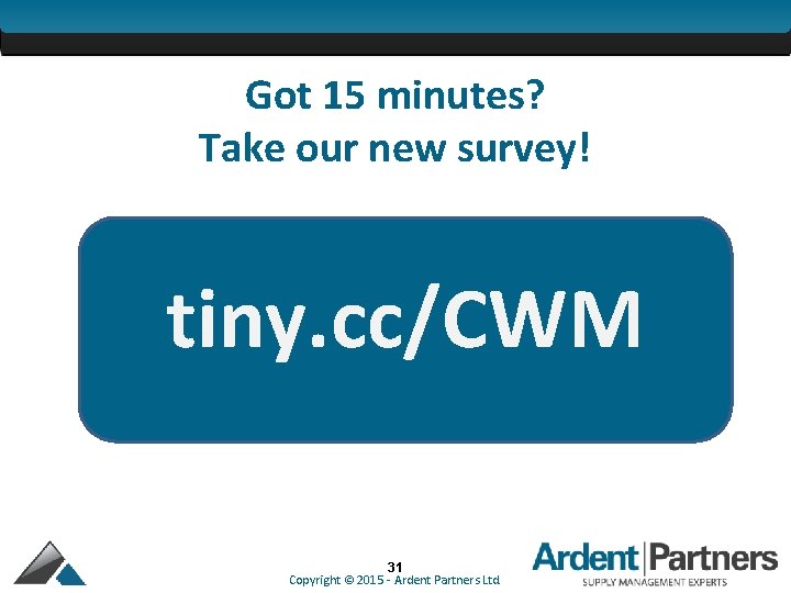 Got 15 minutes? Take our new survey! tiny. cc/CWM 31 Copyright © 2015 -