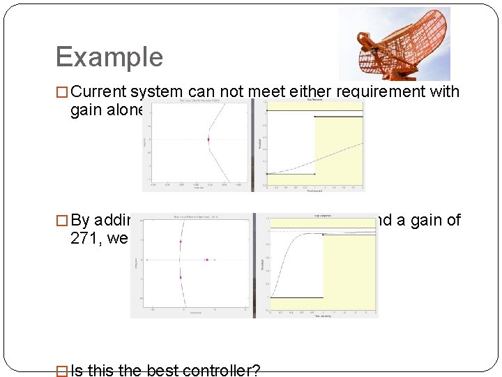 Example � Current system can not meet either requirement with gain alone: � By