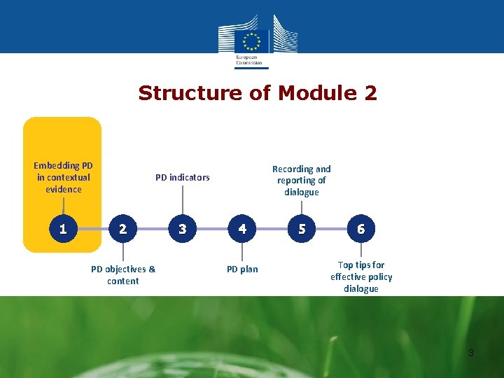  Structure of Module 2 Embedding PD in contextual evidence 1 Recording and reporting