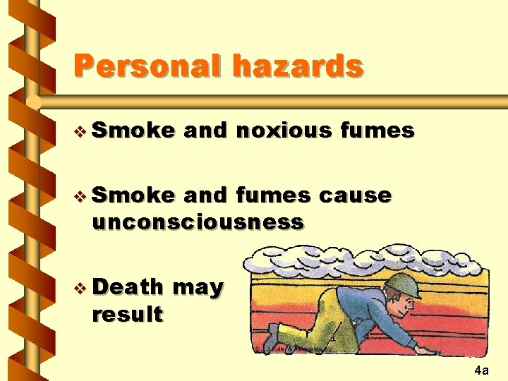 Personal hazards v Smoke and noxious fumes v Smoke and fumes cause unconsciousness v