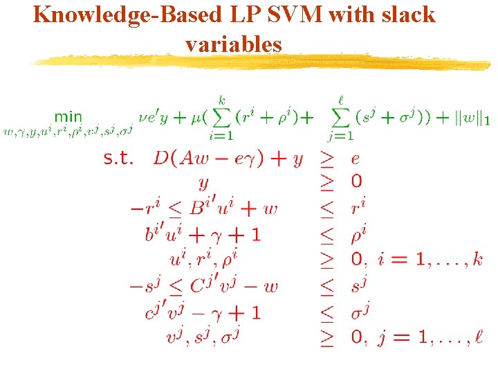 Knowledge-Based LP SVM with slack variables 