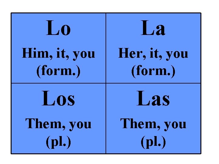 Lo La Him, it, you (form. ) Her, it, you (form. ) Los Las