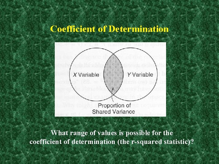 Coefficient of Determination What range of values is possible for the coefficient of determination