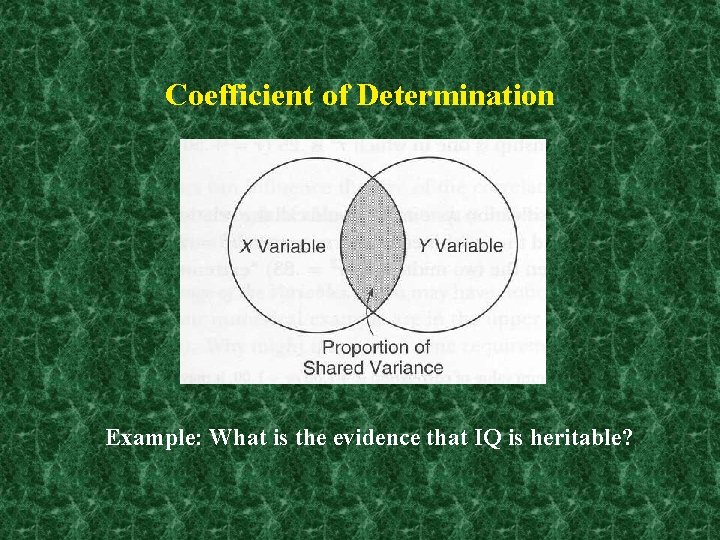 Coefficient of Determination Example: What is the evidence that IQ is heritable? 