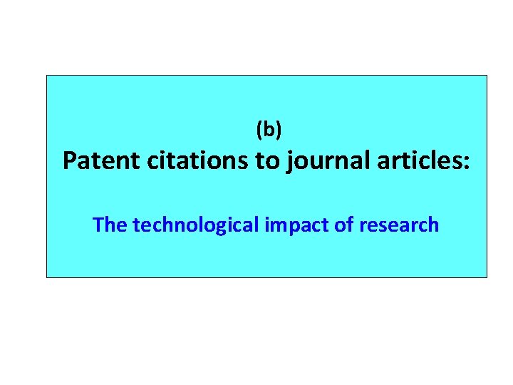 (b) Patent citations to journal articles: The technological impact of research 