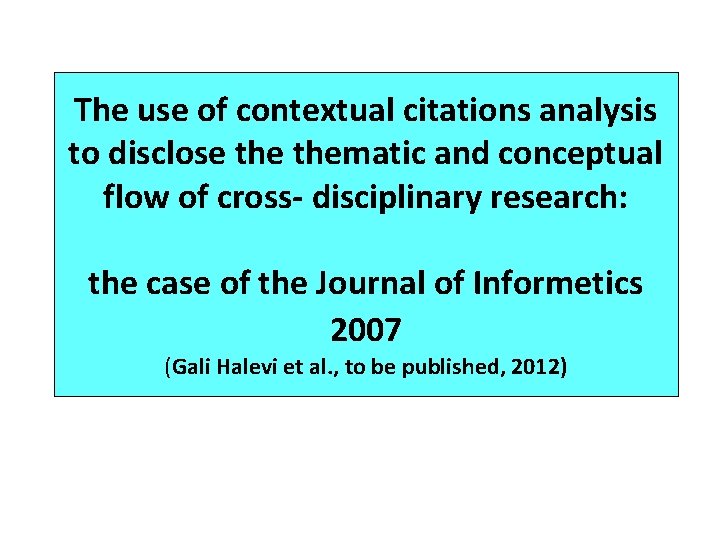 The use of contextual citations analysis to disclose thematic and conceptual flow of cross-
