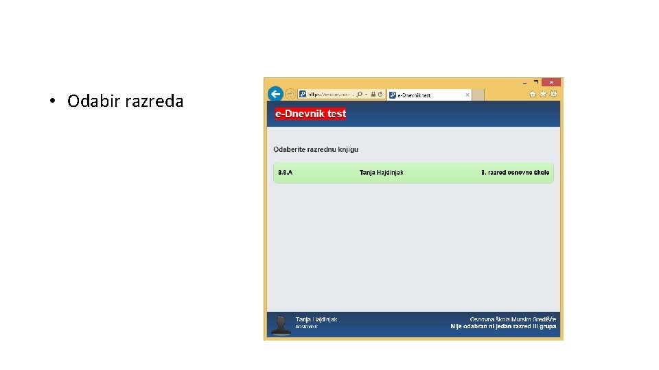  • Odabir razreda 