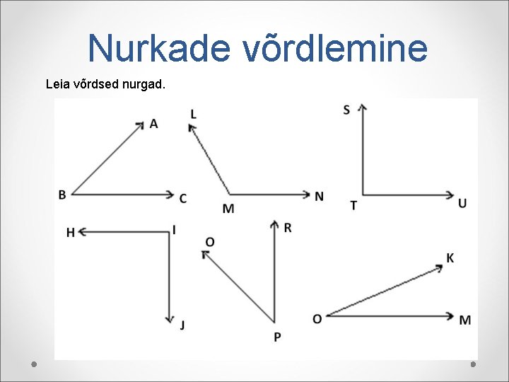 Nurkade võrdlemine Leia võrdsed nurgad. 