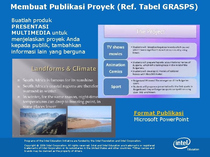 Membuat Publikasi Proyek (Ref. Tabel GRASPS) Buatlah produk PRESENTASI MULTIMEDIA untuk menjelaskan proyek Anda