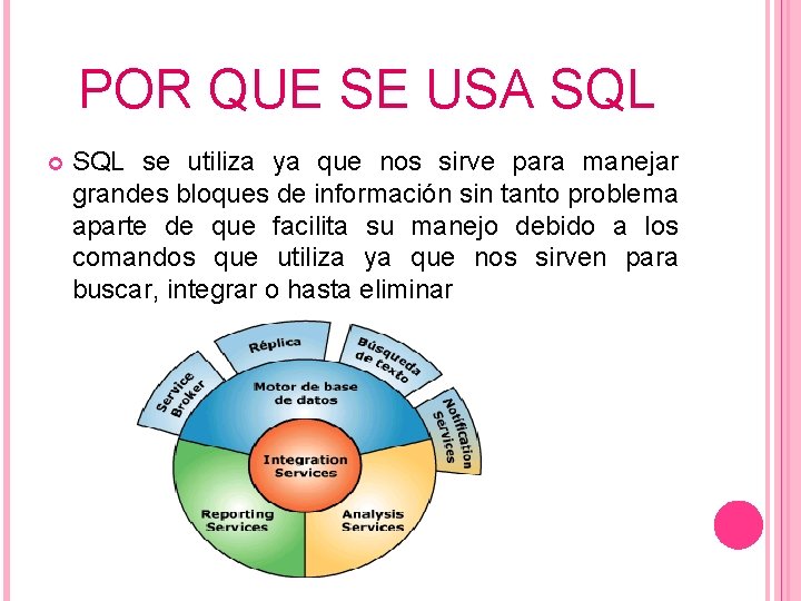 POR QUE SE USA SQL se utiliza ya que nos sirve para manejar grandes