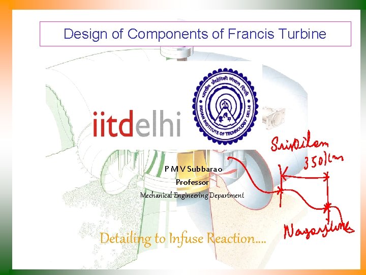 Design of Components of Francis Turbine P M V Subbarao Professor Mechanical Engineering Department