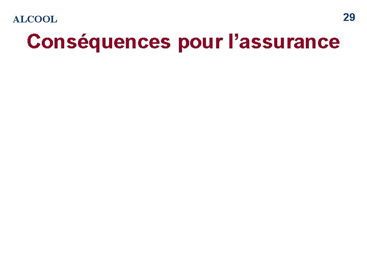 ALCOOL Conséquences pour l’assurance 29 ALCOOL Conséquences pour l’assurance 29
