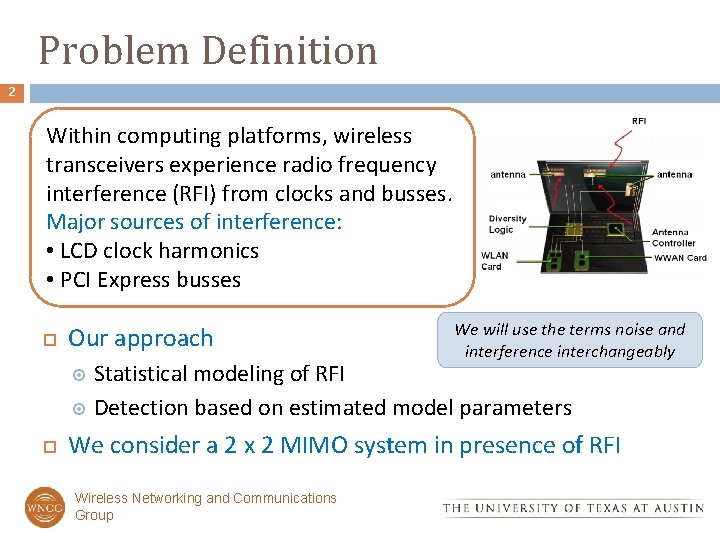 Problem Definition 2 Within computing platforms, wireless transceivers experience radio frequency interference (RFI) from