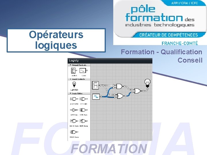 Opérateurs logiques Formation - Qualification Conseil FORMATION Opérateurs logiques Formation - Qualification Conseil FORMATION