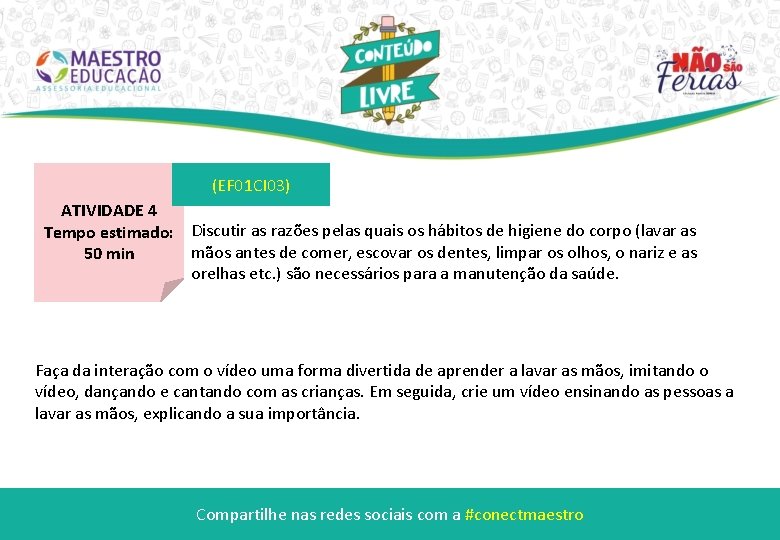 (EF 01 CI 03) ATIVIDADE 4 Tempo estimado: Discutir as razões pelas quais os