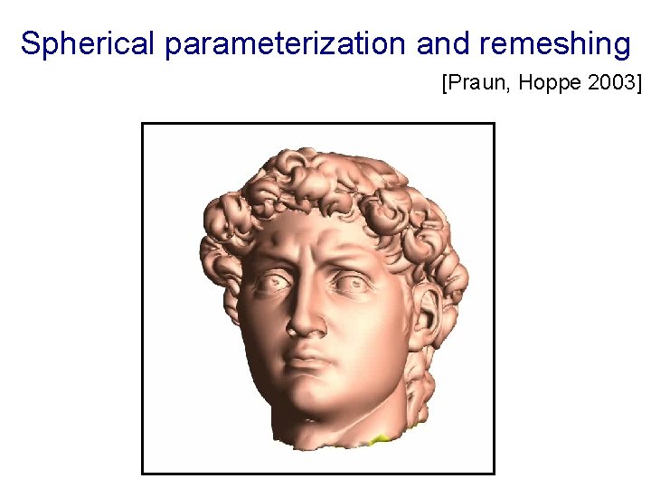 Spherical parameterization and remeshing [Praun, Hoppe 2003] 