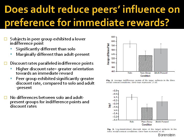 Does adult reduce peers’ influence on preference for immediate rewards? � Subjects in peer