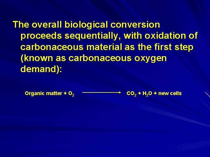 The overall biological conversion proceeds sequentially, with oxidation of carbonaceous material as the first