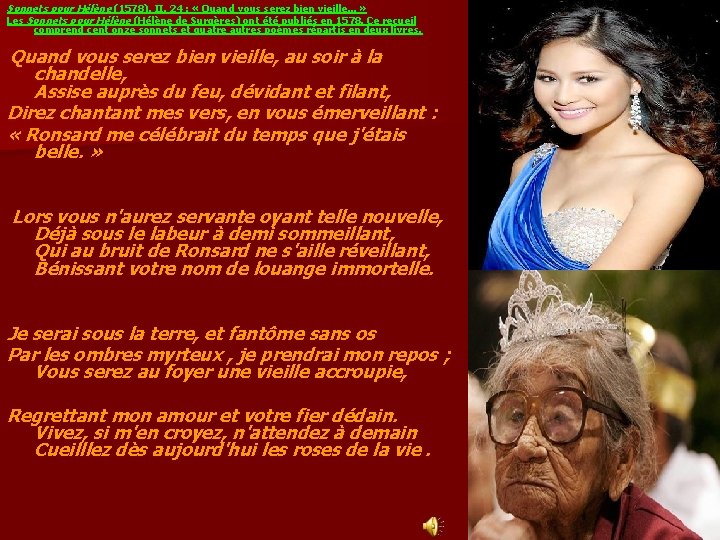 Sonnets pour Hélène (1578), II, 24 : « Quand vous serez bien vieille. . Sonnets pour Hélène (1578), II, 24 : « Quand vous serez bien vieille. .