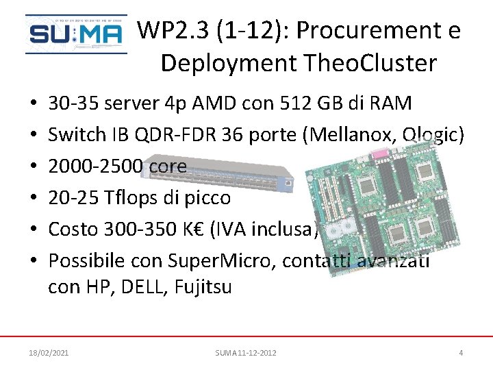 WP 2. 3 (1 -12): Procurement e Deployment Theo. Cluster • • • 30