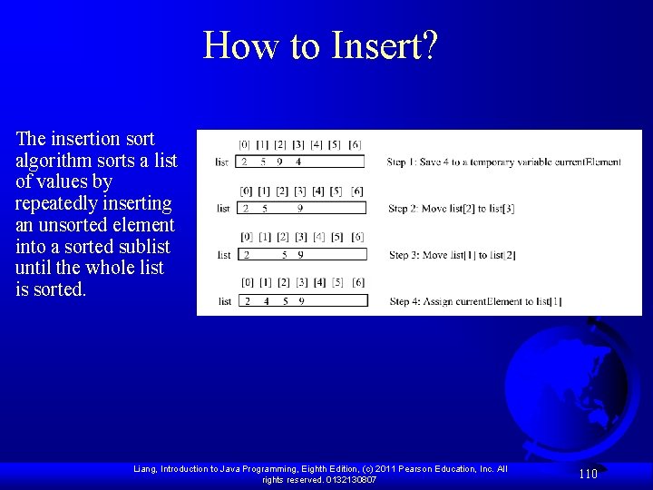 How to Insert? The insertion sort algorithm sorts a list of values by repeatedly