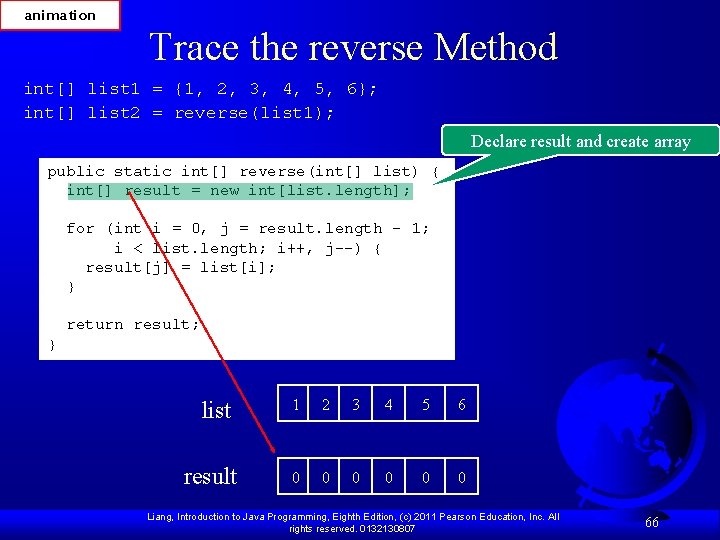 animation Trace the reverse Method int[] list 1 = {1, 2, 3, 4, 5,