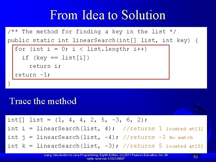 From Idea to Solution /** The method for finding a key in the list