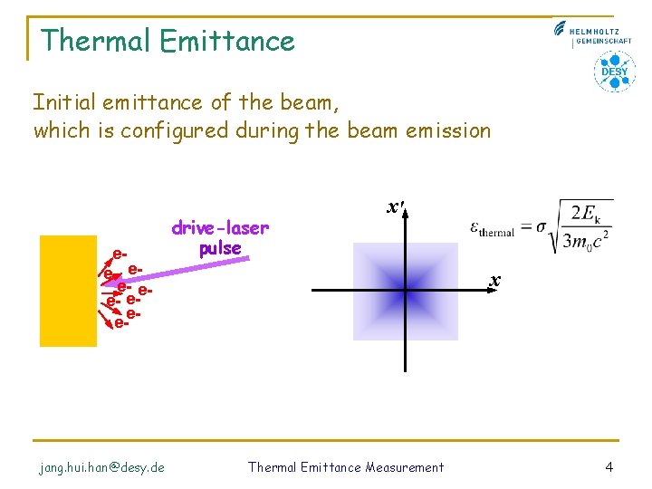 Thermal Emittance Initial emittance of the beam, which is configured during the beam emission