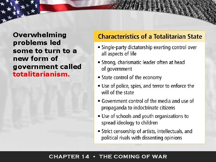 Overwhelming problems led some to turn to a new form of government called totalitarianism.