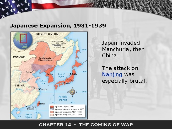 Japanese Expansion, 1931 -1939 Japan invaded Manchuria, then China. The attack on Nanjing was