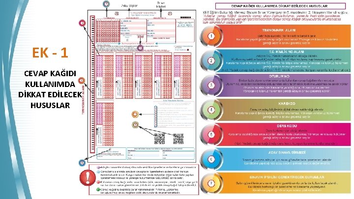 EK - 1 CEVAP KAĞIDI KULLANIMDA DİKKAT EDİLECEK HUSUSLAR 