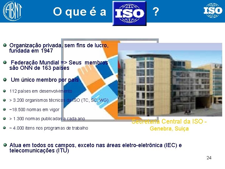 O que é a ? Organização privada, sem fins de lucro, fundada em 1947