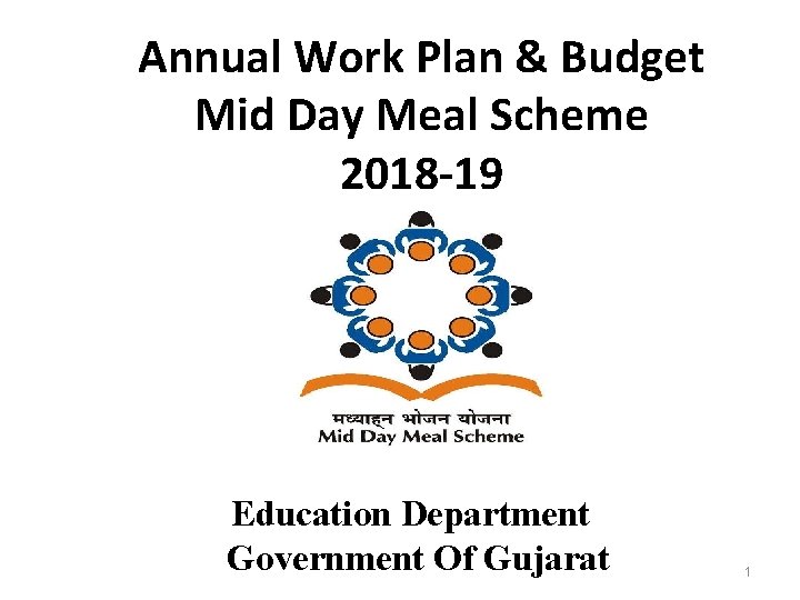 Annual Work Plan & Budget Mid Day Meal Scheme 2018 -19 Education Department Government