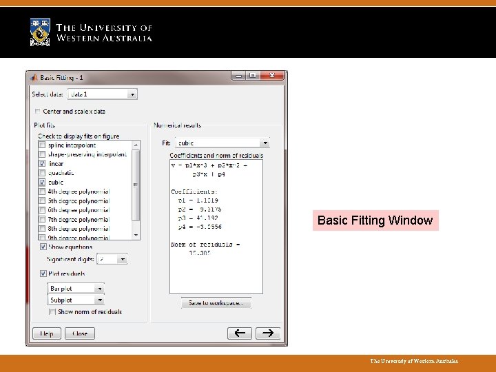 Basic Fitting Window The University of Western Australia 